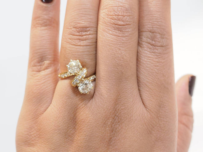 Bague 52 Toi et Moi - Bague en or jaune et diamants 58 Facettes 33541