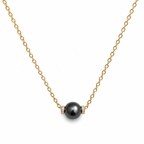 Collier Collier en or jaune avec perle de Tahiti et diamants 58 Facettes 10038/18