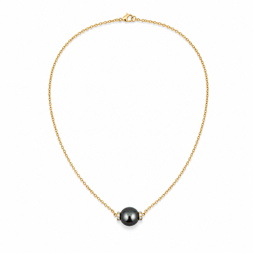 Collier Collier en or jaune avec perle de Tahiti et diamants 58 Facettes 10038/18