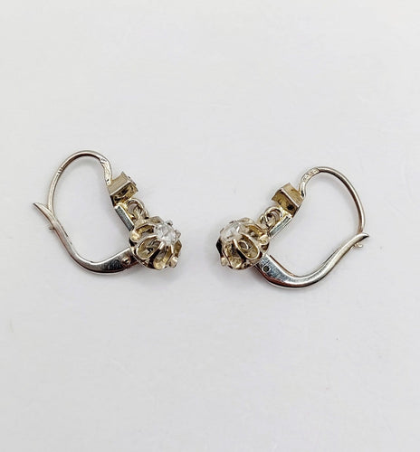 Boucles d'oreilles Boucles d'oreilles dormeuses antiques en or blanc et diamants 58 Facettes A07375