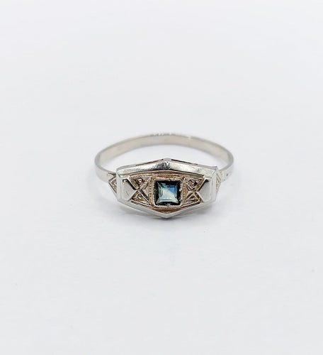 Bague Tank Art déco en or 18k et saphir 58 Facettes A07431