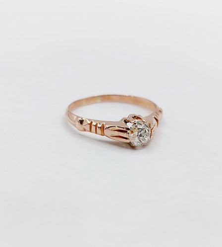 Bague 52 Bague solitaire antique en or rose 18K et diamant 58 Facettes A07437