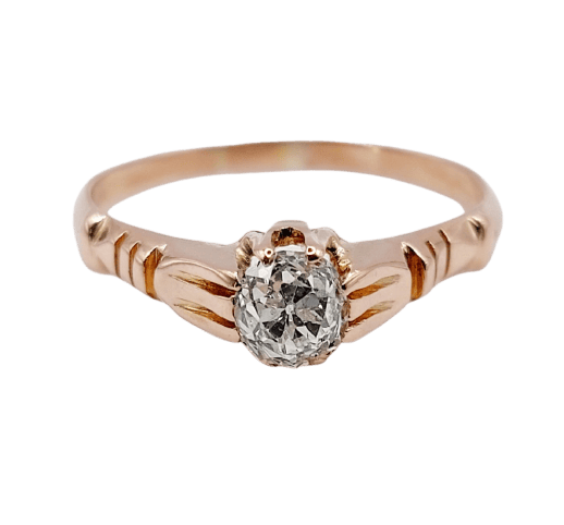Bague 52 Bague solitaire antique en or rose 18K et diamant 58 Facettes A07437