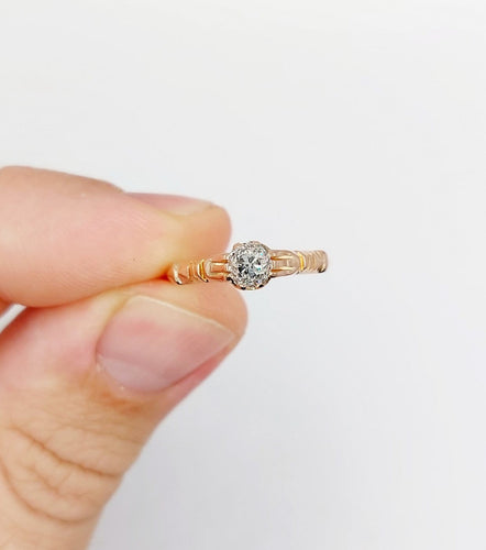 Bague 52 Bague solitaire antique en or rose 18K et diamant 58 Facettes A07437