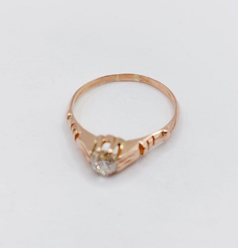 Bague 52 Bague solitaire antique en or rose 18K et diamant 58 Facettes A07437