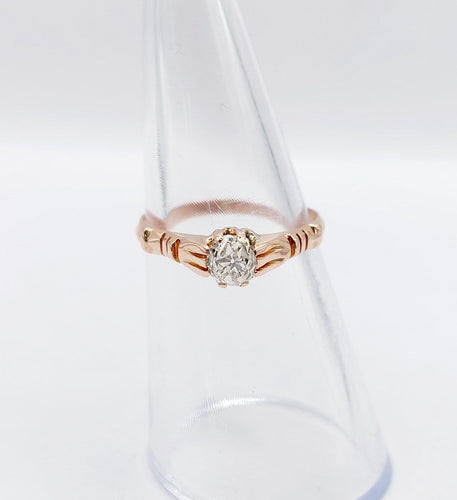 Bague 52 Bague solitaire antique en or rose 18K et diamant 58 Facettes A07437