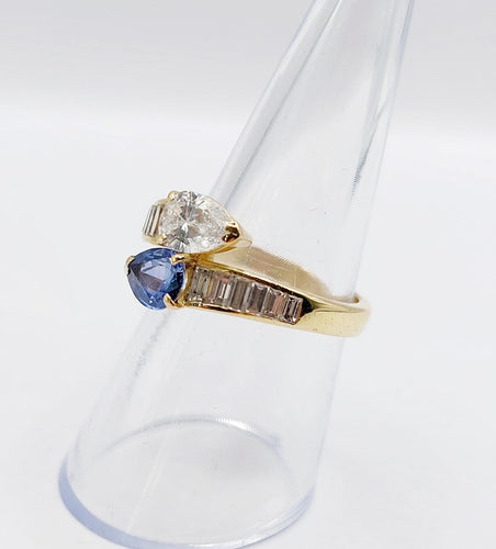 Bague 55 Bague toi et moi serpent en or 18k, diamant poire et saphir 58 Facettes A07351