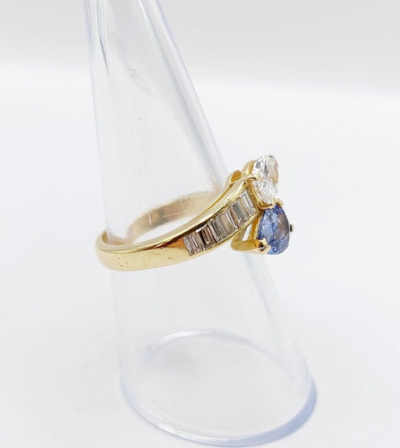 Bague 55 Bague toi et moi serpent en or 18k, diamant poire et saphir 58 Facettes A07351