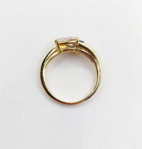 Bague 55 Bague toi et moi serpent en or 18k, diamant poire et saphir 58 Facettes A07351