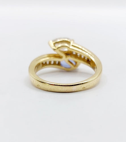 Bague 55 Bague toi et moi serpent en or 18k, diamant poire et saphir 58 Facettes A07351
