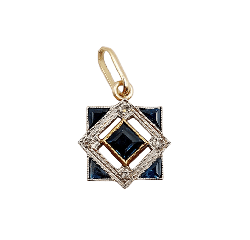 Pendentif Pendentif Art déco en or 18k, saphirs et diamants 58 Facettes A07348
