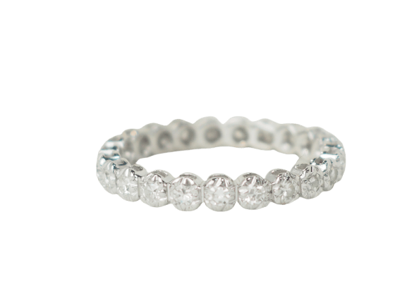 Bague 58 Alliance américaine - Bague en or blanc et diamants 0,58 ct 58 Facettes 33536