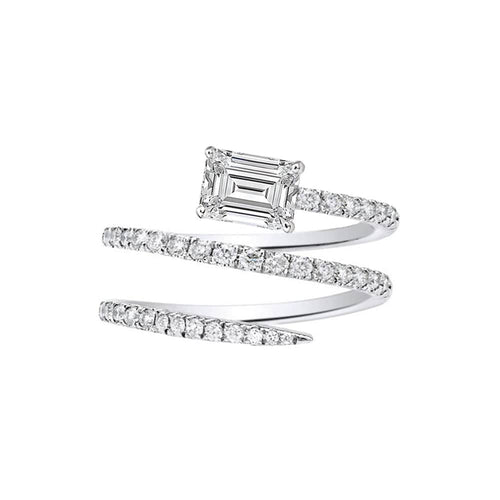 Bague 53 Teide - Bague diamant taille émeraude en or blanc 18K 58 Facettes GBR1062WG