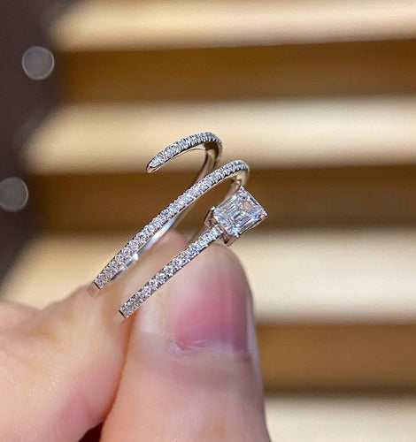 Bague 53 Teide - Bague diamant taille émeraude en or blanc 18K 58 Facettes GBR1062WG