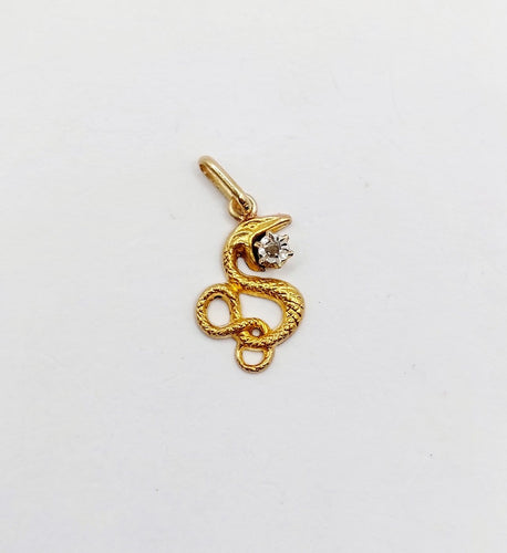 Pendentif Pendentif serpent ancien en or 18k et diamant taille rose 58 Facettes A07385