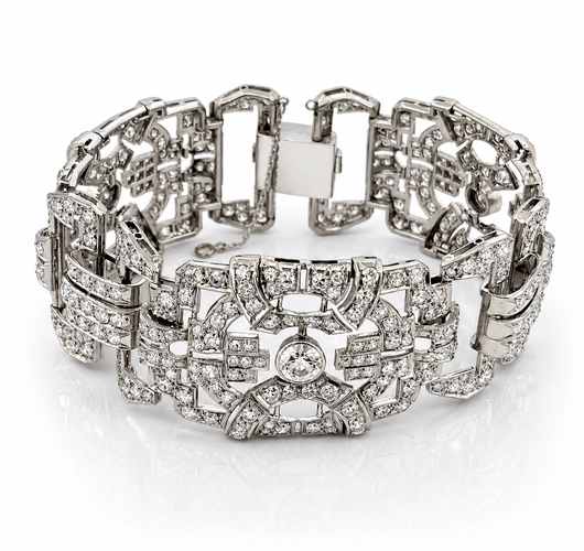Bracelet Art Déco - Bracelet en platine et diamants naturels 58 Facettes Bad
