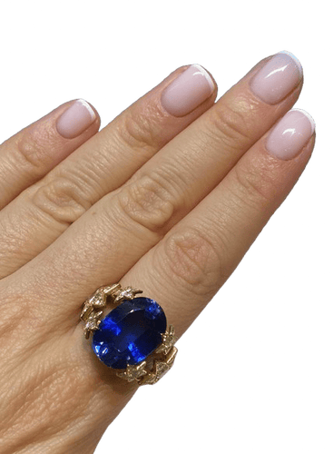 Bague 58 Bague étoiles en or jaune 18K, saphir synthétique et diamants 58 Facettes BO/260206