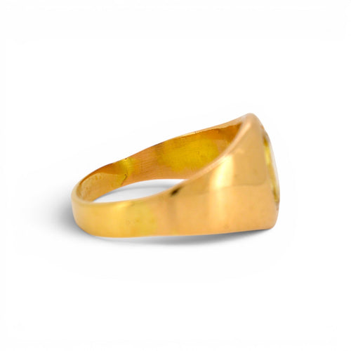 Bague 53 Bague chevalière vintage en or 18 ct et saphir jaune de Ceylan 58 Facettes RI-1030
