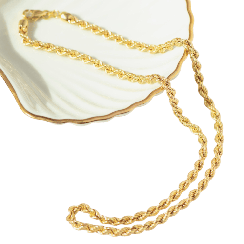 Collier maille corde en or jaune 750, 45 cm