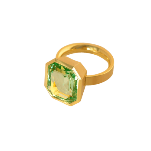 Bague en or jaune 750 et béryl 13 ct