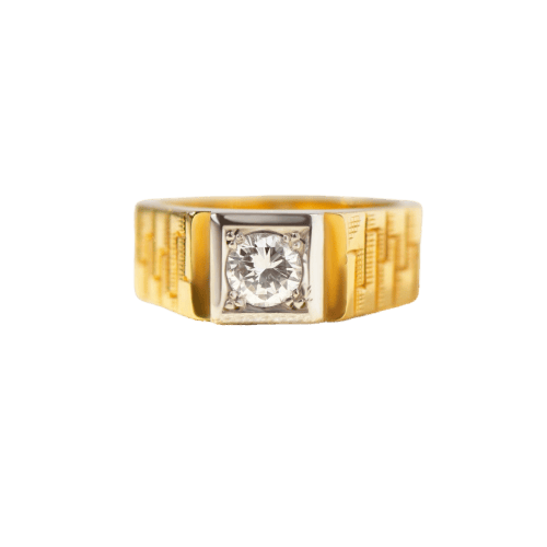 Bague solitaire en or jaune 585 et diamant 0,49 ct