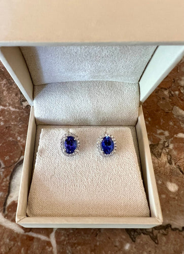 Boucles d'oreilles Clous d'oreilles en or gris, tanzanites et diamants 58 Facettes BO264