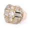 58 Bague plaque géométrique rétro en or jaune 18k, platine et diamants 58 Facettes A4F65C224C8A4F5F969A6C561F2E79AA