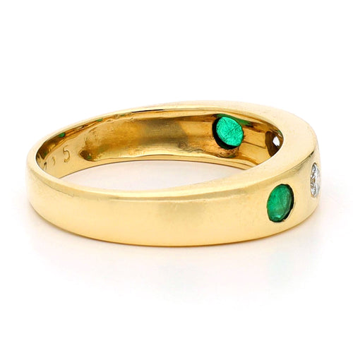 52 Bague gypsy vintage en or jaune 18k, émeraudes et diamants 58 Facettes D02162999F8B4C4A8F8C74761A84DC93