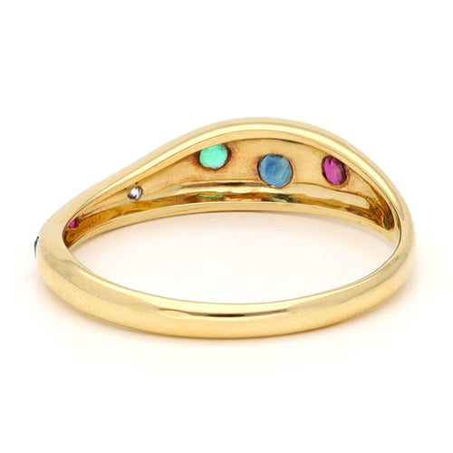 54.5 Bague gypsy vintage en or 18 carats, diamants, émeraude, saphir et rubis 58 Facettes 0E5181437754487B82357F63AD154450