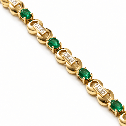 Bracelet Bracelet en or jaune avec émeraudes et diamants 58 Facettes 1.0001260