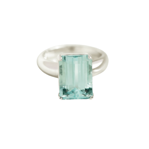 Bague 57 Bague en or blanc 585 avec aigue-marine 5,70 ct 58 Facettes HJ062614