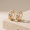 Boucles d'oreilles Boucles d'oreilles demi-créoles en or jaune, diamants et pierres de couleur 58 Facettes HJ062611