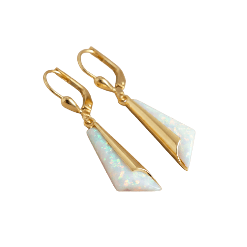 Boucles d'oreilles Boucles d'oreilles en or jaune 585 avec opales australiennes 58 Facettes HJ062610