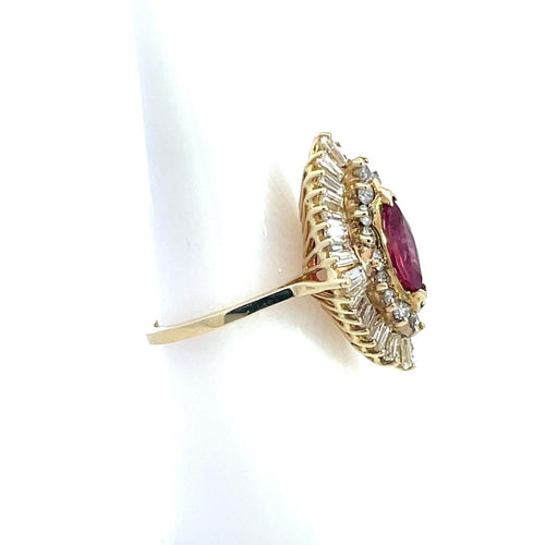 Bague 53 Bague vintage en or 14K avec rubis et diamants 58 Facettes