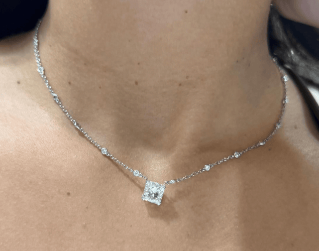 Collier GIA - Collier Diamond by the Yard en or blanc 18k et diamant 58 Facettes