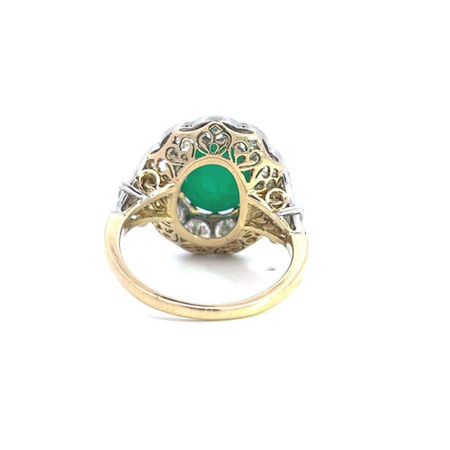 Bague 53 Bague rosette en platine et or avec émeraude et diamants 58 Facettes