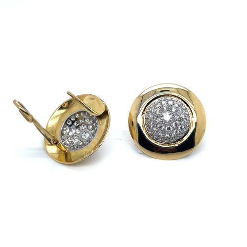 Boucles d'oreilles Boucles d'oreilles vintage en or jaune 18k et diamants pavés 58 Facettes