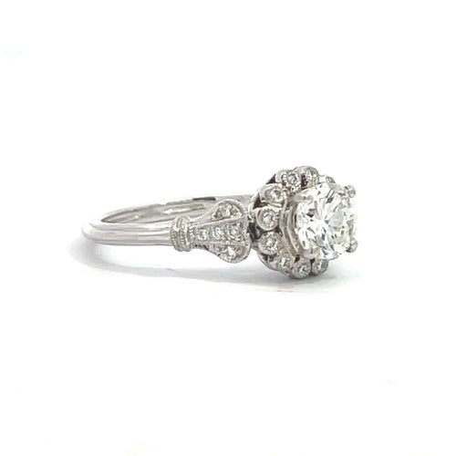 Bague 53 Rosetta - Bague de fiançailles en or blanc 14k et diamant 58 Facettes