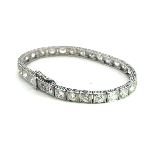 Bracelet Art déco - Bracelet en platine et diamants taille ancienne 58 Facettes