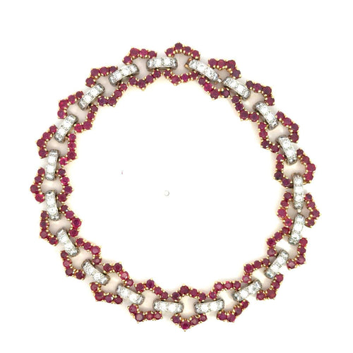 Bracelet David Webb - Bracelet en or 18k, platine, rubis et diamants 58 Facettes