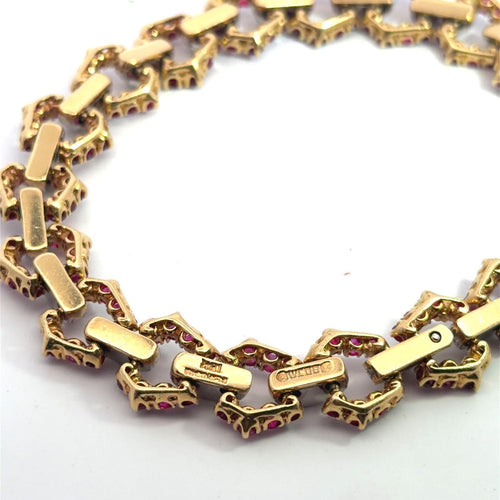 Bracelet David Webb - Bracelet en or 18k, platine, rubis et diamants 58 Facettes