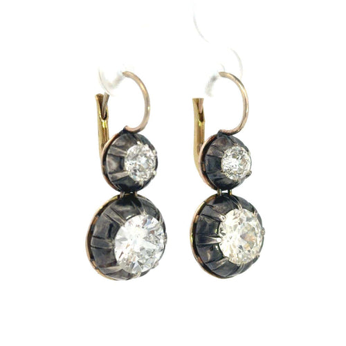 Boucles d'oreilles Victorian - Boucles d'oreilles en argent et or, diamants 9,20 ct 58 Facettes