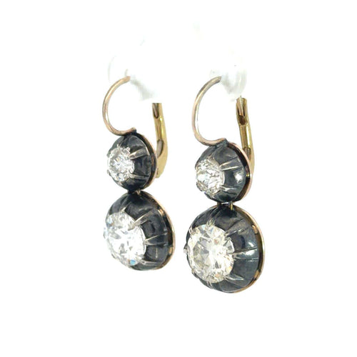 Boucles d'oreilles Victorian - Boucles d'oreilles en argent et or, diamants 9,20 ct 58 Facettes