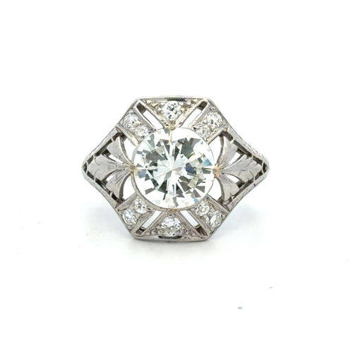 Bague 53 Art déco - Bague en platine et diamant 58 Facettes