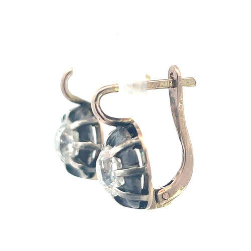 Boucles d'oreilles Boucles d'oreilles en argent et or avec diamants taille ancienne 58 Facettes