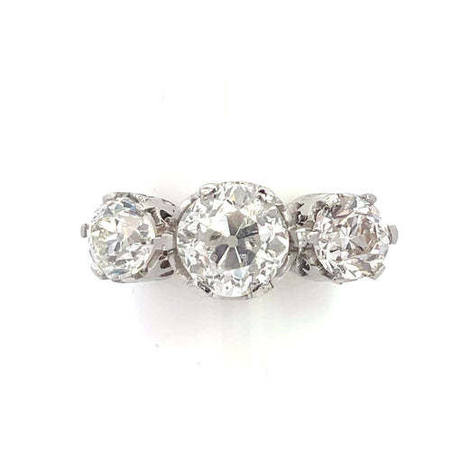 Bague 54 Bague de fiançailles trois pierres en platine et diamants taille ancienne 58 Facettes