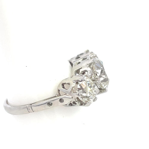 Bague 54 Bague de fiançailles trois pierres en platine et diamants taille ancienne 58 Facettes