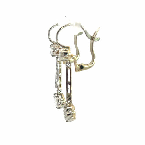 Boucles d'oreilles Boucles d'oreilles pendantes édouardiennes en or, platine et diamants 58 Facettes