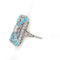 Bague 56 Style Art déco - Bague en platine avec diamants et turquoise 58 Facettes