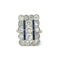 Bague 51 Art déco - Bague en platine, diamants et saphirs 58 Facettes